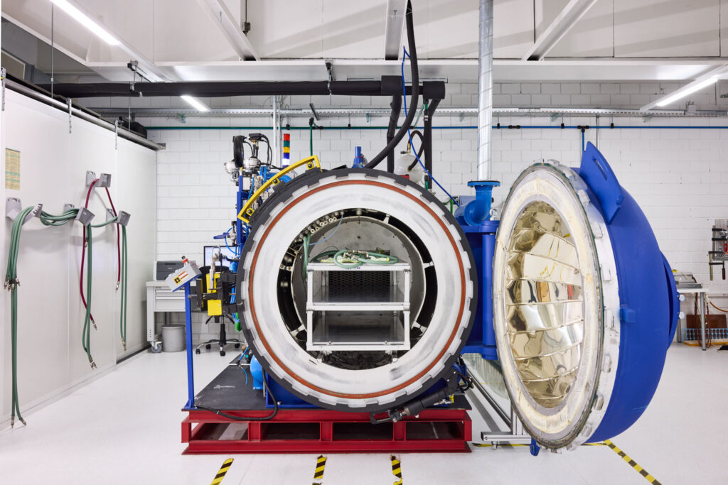 Production process of the carbon fiber structure of a Richard Mille luxury watch for Wired Magazine UK. The autoclave oven in which the quartz goes through the curing process, heating to 120 degrees C. Scanderbeg Sauer’s precise industrial photography highlights the technical nature of the composite material.