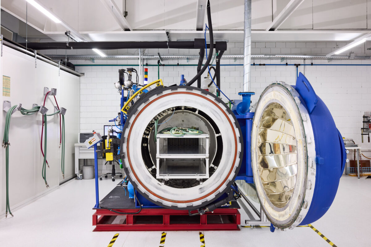 Production process of the carbon fiber structure of a Richard Mille luxury watch for Wired Magazine UK. The autoclave oven in which the quartz goes through the curing process, heating to 120 degrees C. Scanderbeg Sauer’s precise industrial photography highlights the technical nature of the composite material.
